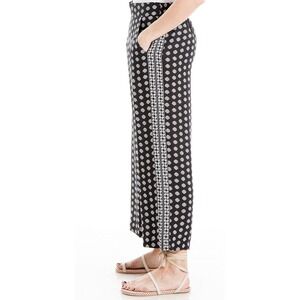 Max Studio Womens 3X Black White Geometric Print Wide Leg Pants Side Stripe
